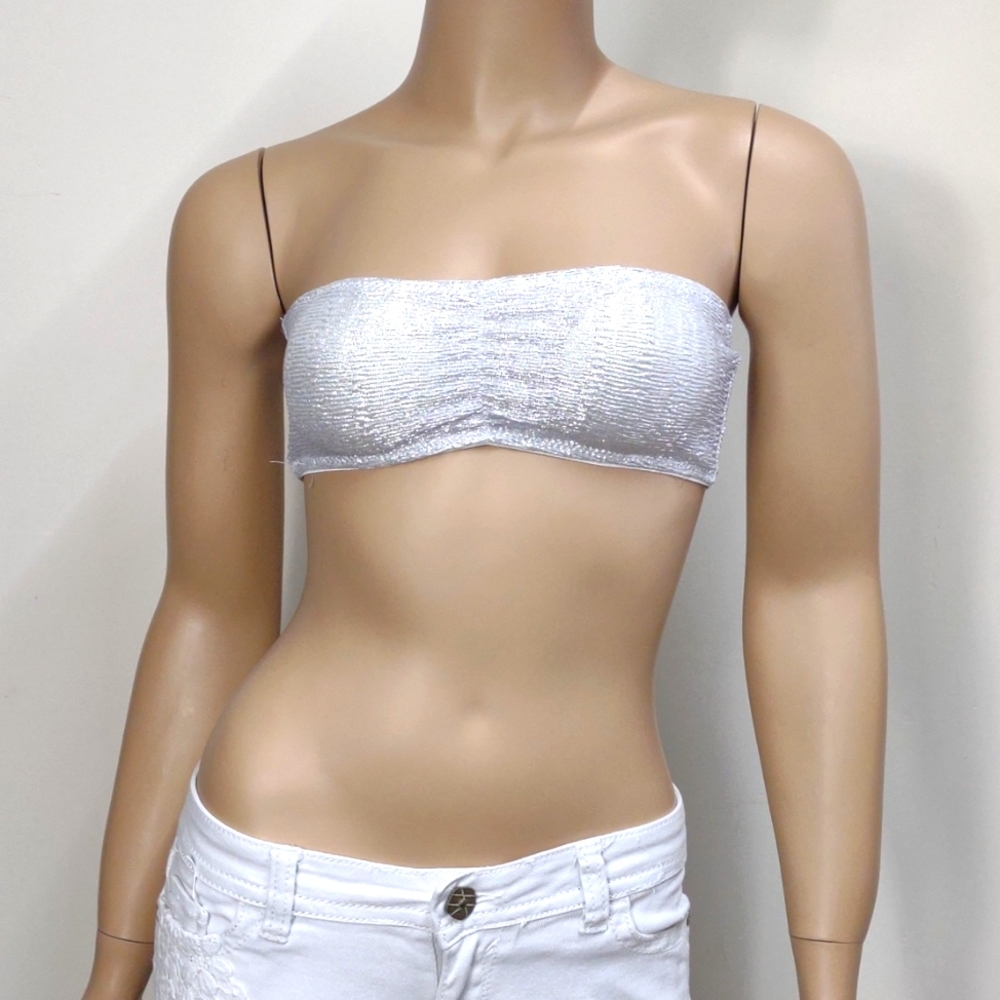 Native Intimates Small/medium 2 pack metallic gold & silver strapless bralettes